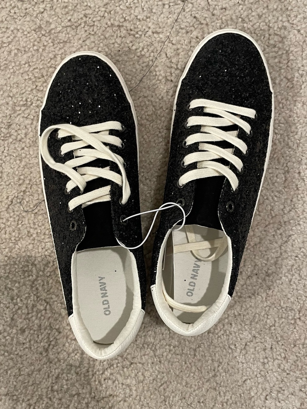 Old Navy Black Glitter Low-Top Sneakers with White Trim
